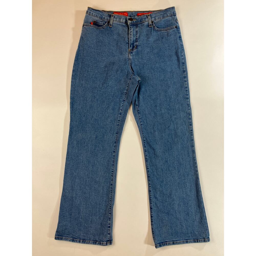 Vintage NYDJ Tummy Tuck Jeans Women 16P Blue Stretch Straight Leg P400L Made USA